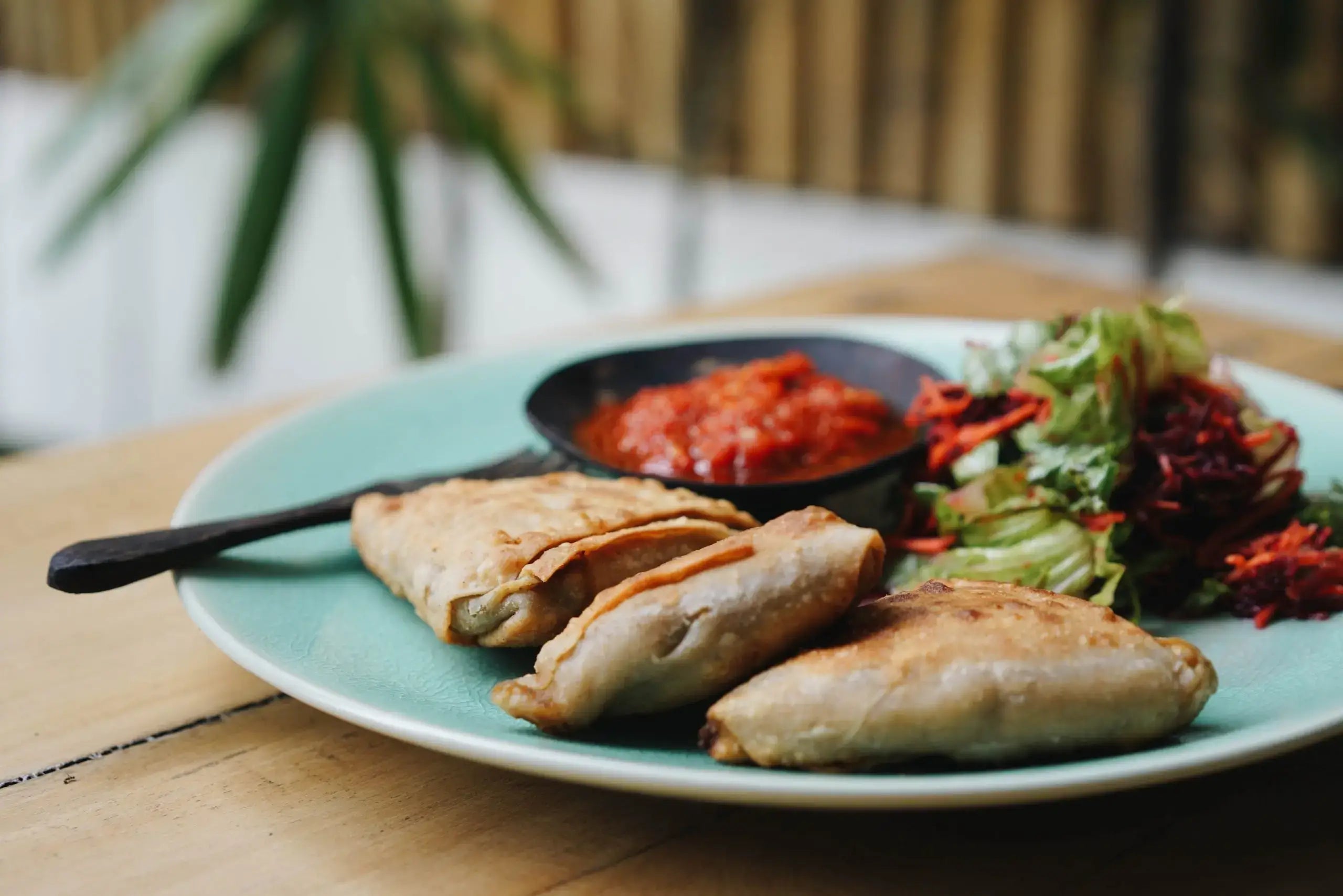 Vegan Samosa from Flowers and fire Gili Air recipe inside Bali Vegan Book